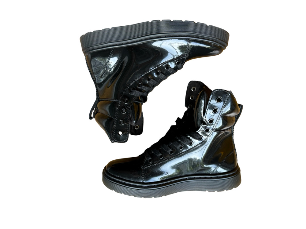 Dr. Martens Mix Black Patent Leather Lace-Up Boots Size 5 UK / 7 US